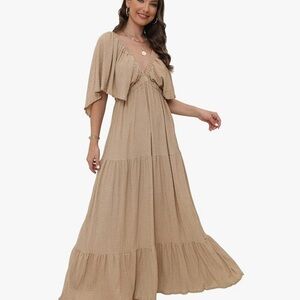 Women’s Boho Tan Maxi Dress 3x